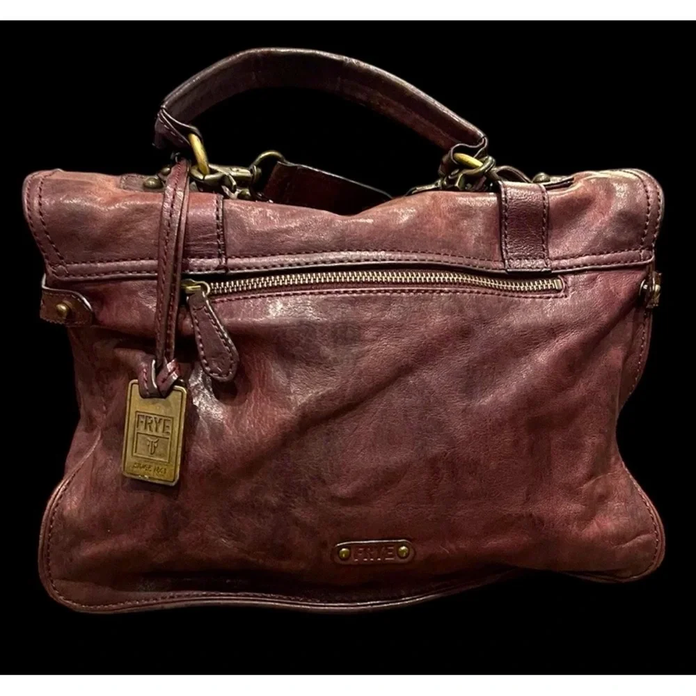 Frye Cameron Leather Satchel Crossbody Handbag Cognac Brown Retail $428 - Picture 4 of 16